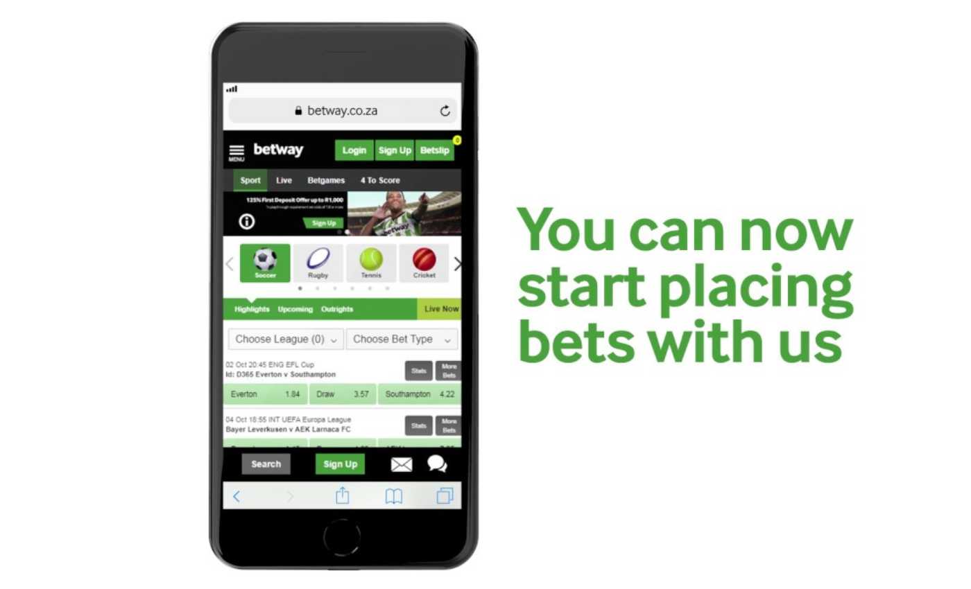 Betway App: online casino games on mobile phone.