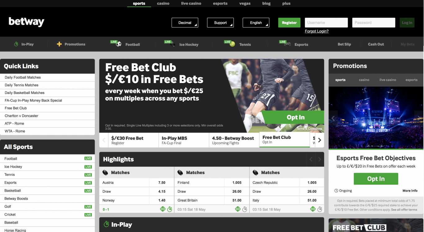 Betway registration in India.